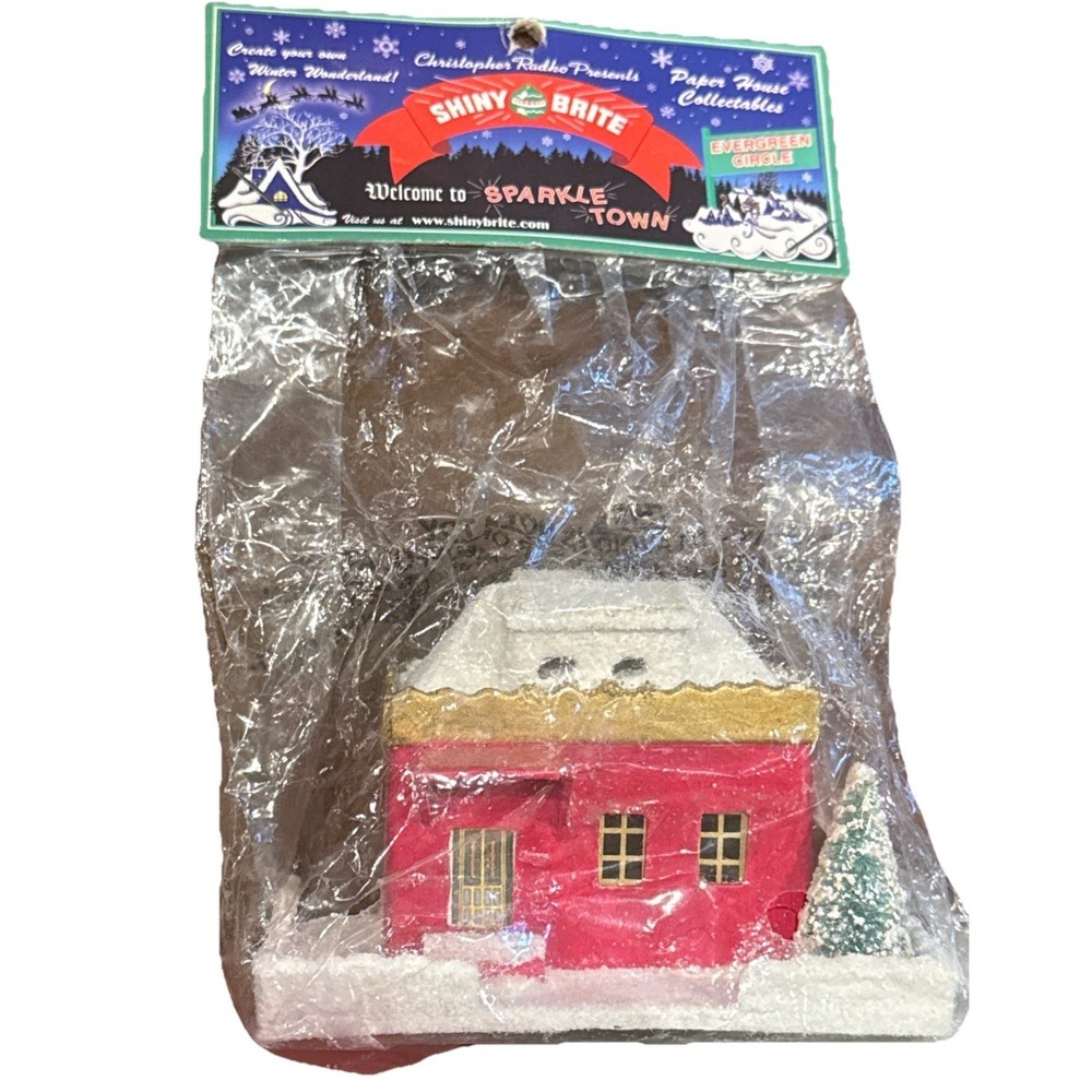 Christopher Radko Shiny Brite Sparkle Town Evergreen Circle VTG NOS